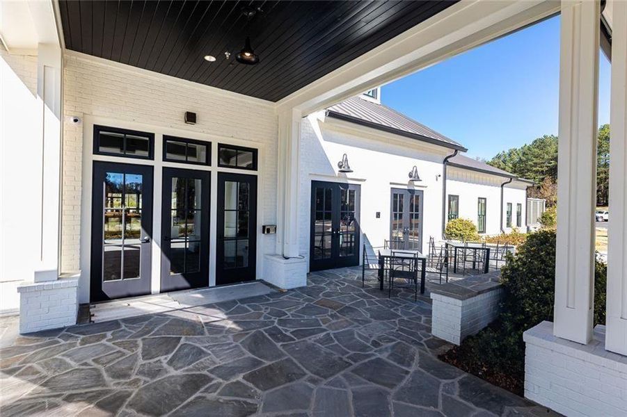 Exterior details and patio area of a home in Soleil Belmont Park, Canton (Image 3).