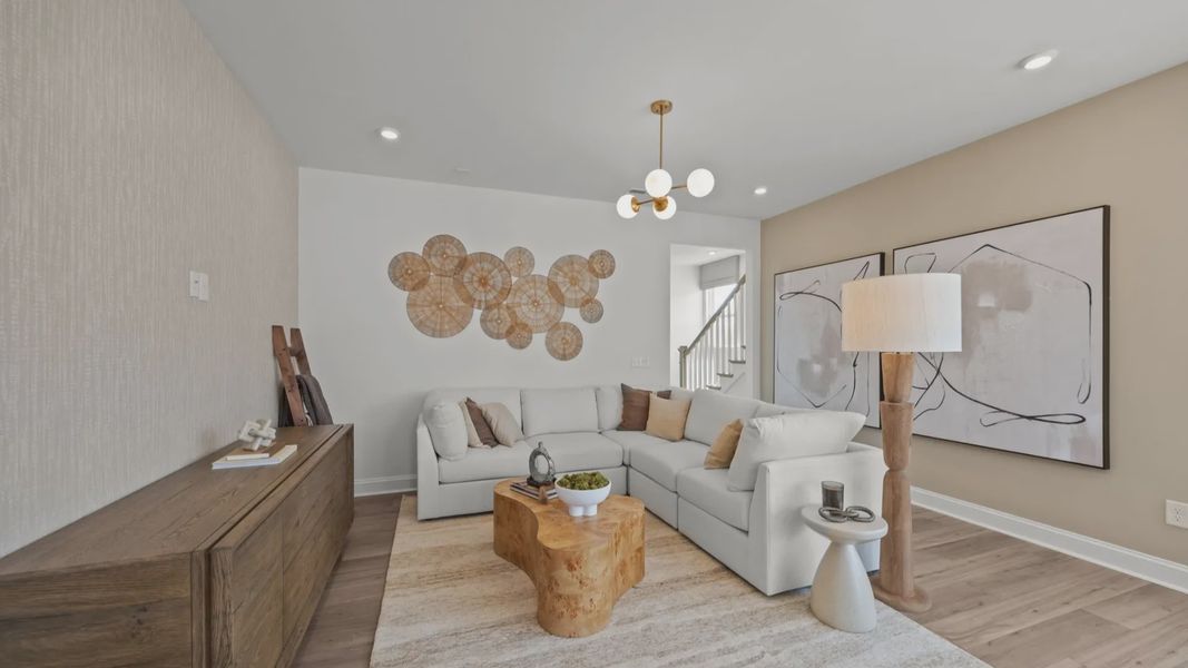 The Rochester Plan by DRB homes living area in Charlotte, NC.