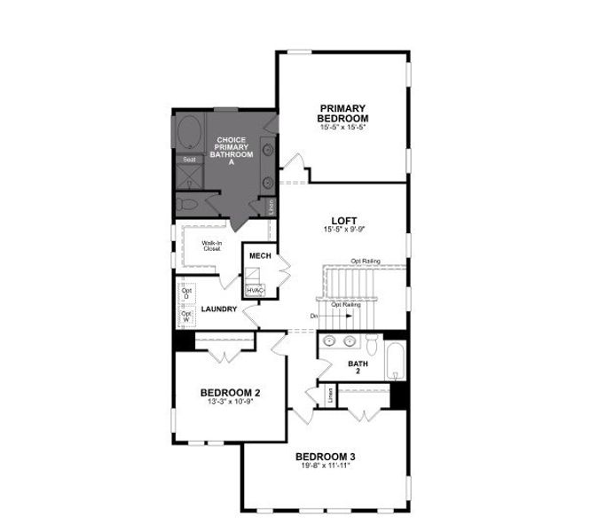 2D floor plan layout for the Grant by Beazer Homes in Poppy at GreenHouse, Marietta, GA (Image 5).