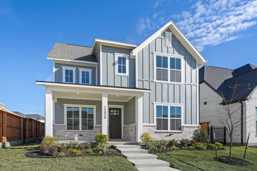 Front exterior of a new home in Fields - 40' Lots, Frisco, TX, highlighting curb appeal (Image 1). Front exterior of a new home in Fields - 40' Lots, Frisco, TX, highlighting curb appeal (Image 1).