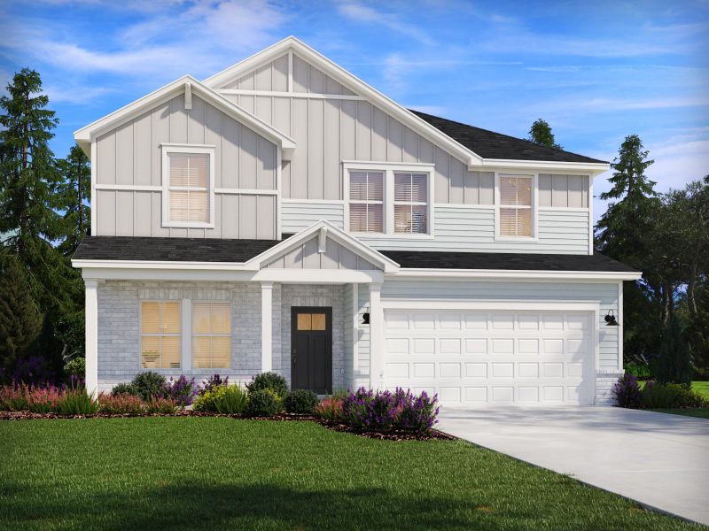 Representative exterior photo of a completed home built from the Chatham by Meritage Homes in Mission Hills, La Vergne, TN (Image 1). Representative exterior photo of a completed home built from the Chatham by Meritage Homes in Mission Hills, La Vergne, TN (Image 1).