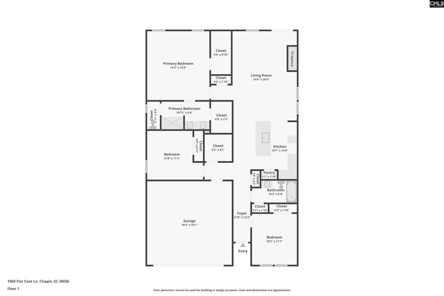 2D floor plan layout of this home in Boykin Hills, Chapin, SC (Image 2).