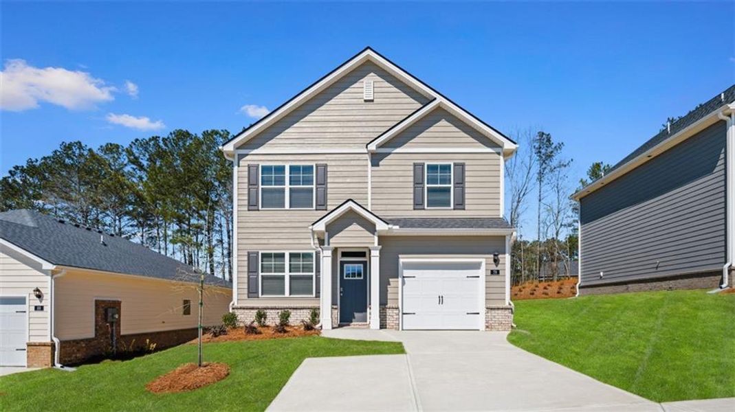 Front exterior of a new home in Willowbrook, Winder, GA, highlighting curb appeal (Image 1). Front exterior of a new home in Willowbrook, Winder, GA, highlighting curb appeal (Image 1).