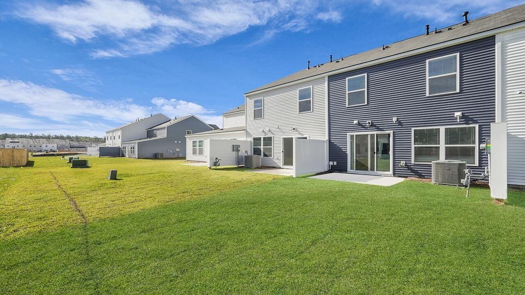 Exterior details and patio area of a home in Pine Hills Townhomes at Cane Bay, Summerville (Image 20).