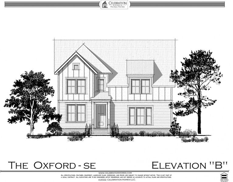 Representative rendering of the exterior for the Oxford by Celebration Homes (Image 6). Representative rendering of the exterior for the Oxford by Celebration Homes (Image 6).