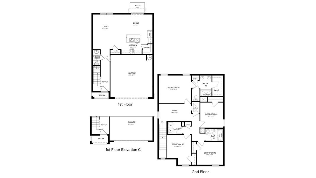 2D floor plan layout for the Crestview by D.R. Horton in Sandhill, Dade City, FL (Image 3).