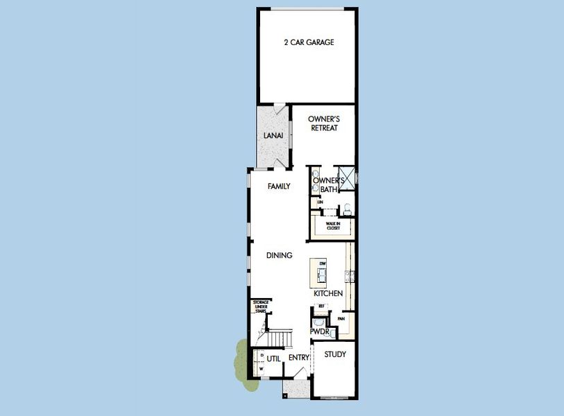 2D floor plan layout for the The Carroll by David Weekley Homes in Soleta at Starkey Ranch - Cottage Series, Odessa, FL (Image 3).