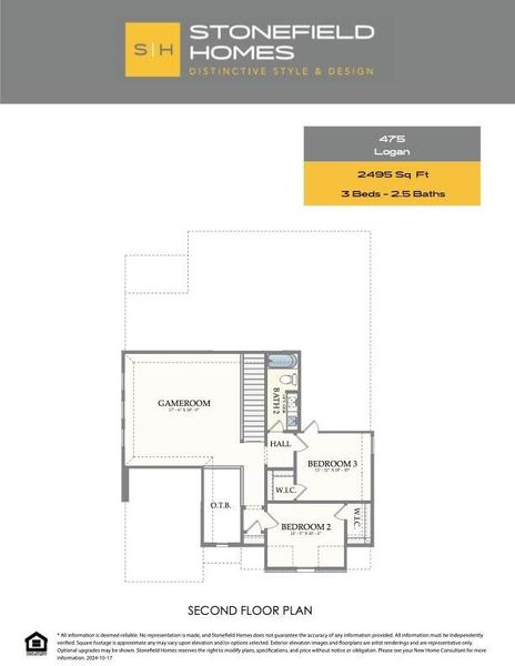 2D floor plan layout of this home in WaterStone, Montgomery, TX (Image 4).