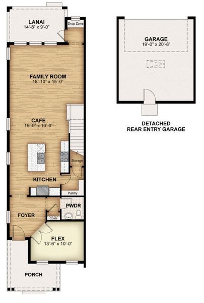 2D floor plan layout for the Franklin by Rockwell Homes in Harvest at Ovation - Townhomes, Winter Garden, FL (Image 7). 2D floor plan layout for the Franklin by Rockwell Homes in Harvest at Ovation - Townhomes, Winter Garden, FL (Image 7).