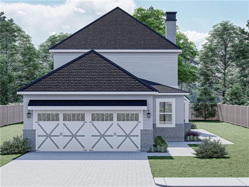 Front exterior of a new home in Trove, Watkinsville, GA, highlighting curb appeal (Image 1). Front exterior of a new home in Trove, Watkinsville, GA, highlighting curb appeal (Image 1).