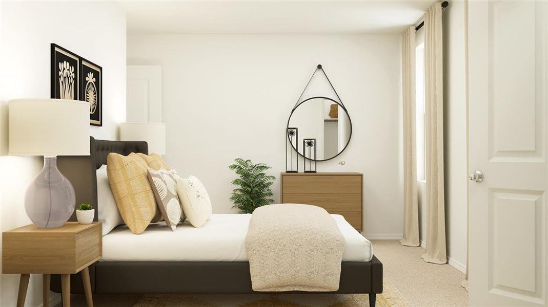 Carpeted bedroom with baseboards Carpeted bedroom with baseboards