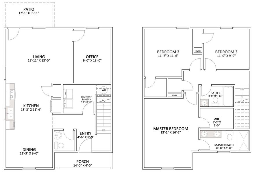 2D floor plan layout for the Riley by Enchanted Homes in Las Palomas Country Club Estates, La Vernia, TX (Image 5).