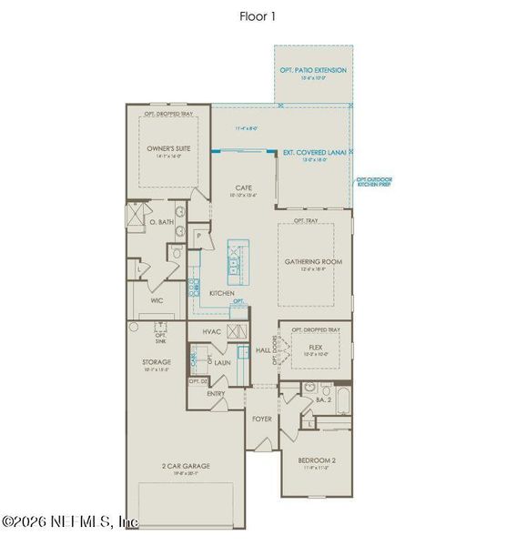 2D floor plan layout of this home in Del Webb Saint Johns, St. Johns, FL (Image 3).