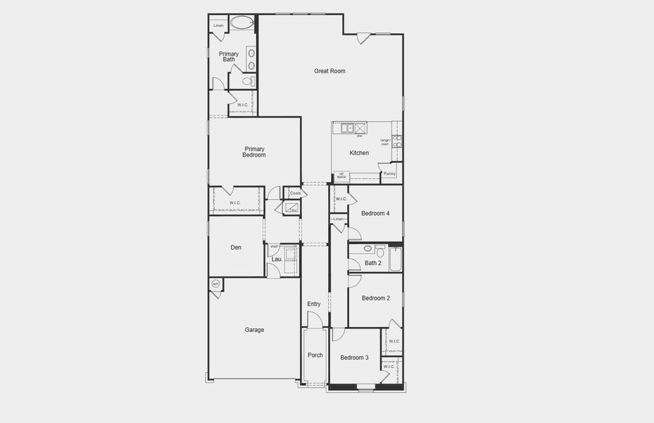 2D floor plan layout for the 2381 by KB Home in Sweetgrass Village, Crosby, TX (Image 3).