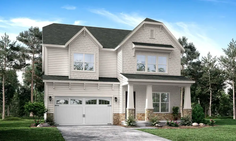 Representative exterior photo of a completed home built from the Pinehurst with 3rd Floor Retreat by Greybrook Homes in Shepherds Trace, Clover, SC (Image 15).