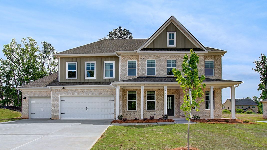 Representative exterior photo of a completed home built from the Stonefield - FL by DRB Homes in Brighton, Locust Grove, GA (Image 21).