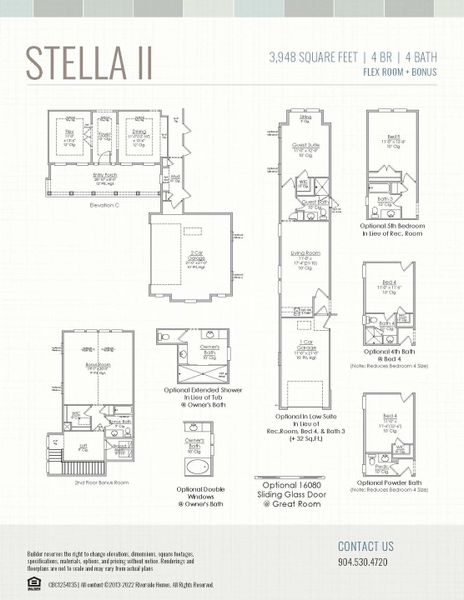 2D floor plan layout for the Stella by Riverside Homes in Hidden Creek at SilverLeaf, St. Augustine, FL (Image 43).