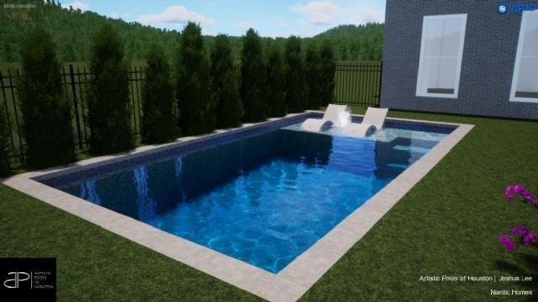 This is a rendering of a potential pool available to the buyer. Niantic Homes can add any custom changes you'd like for an additional cost.