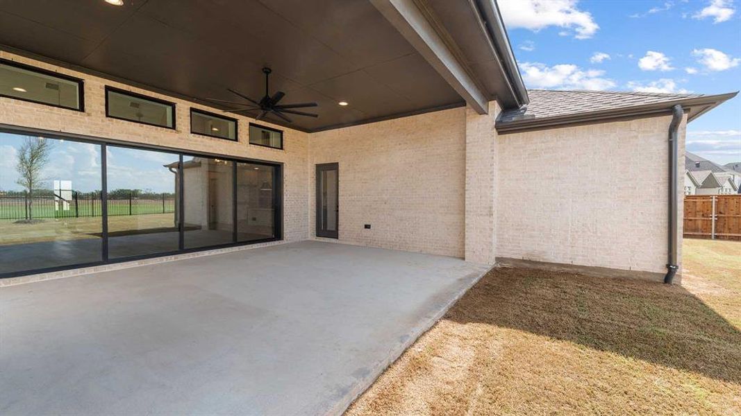 Exterior details and patio area of a home in The Tribute 60', The Colony (Image 3). Exterior details and patio area of a home in The Tribute 60', The Colony (Image 3).
