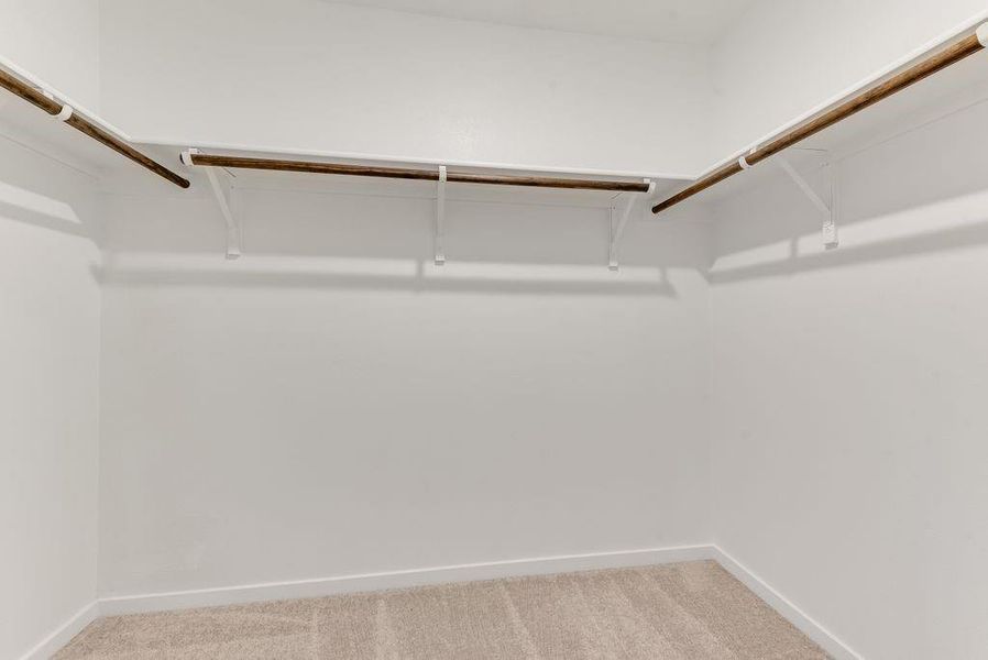 Spacious closet with light carpet