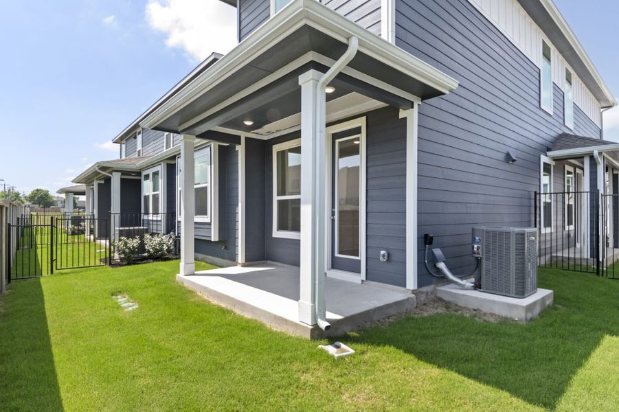 Front exterior of a new home in Center 45, Round Rock, TX, highlighting curb appeal (Image 20).