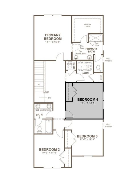 2D floor plan layout of this home in Seasons at Asher's Landing, Jacksonville, FL (Image 5).