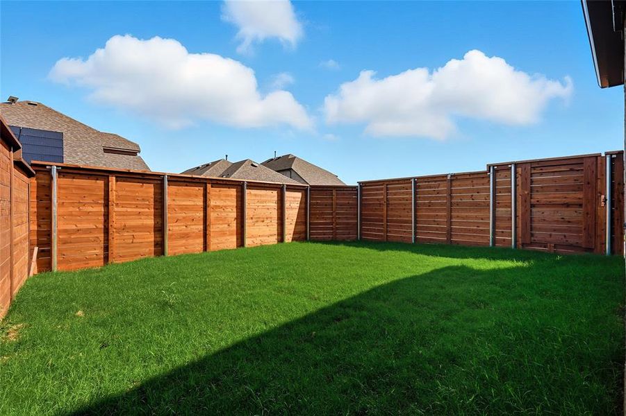 View of fenced backyard