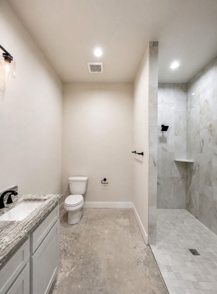 Spacious Mother In-Law bathroom with an expansive walk-in shower and accessible space.