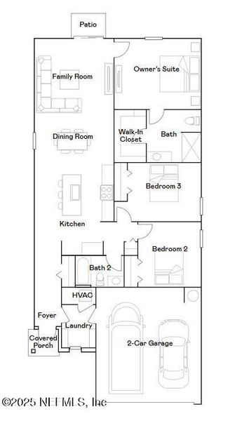 2D floor plan layout of this home in Saddle Oaks, Jacksonville, FL (Image 2).