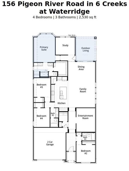 2D floor plan layout of this home in 6 Creeks at Waterridge: 55ft. lots, Kyle, TX (Image 4). 2D floor plan layout of this home in 6 Creeks at Waterridge: 55ft. lots, Kyle, TX (Image 4).
