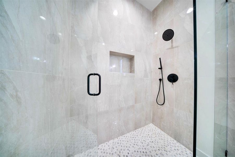 Bathroom with an enclosed shower