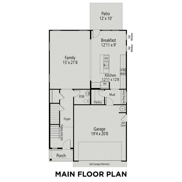 2D floor plan layout for the The Gavin A by Davidson Homes LLC in Montrose, Aberdeen, NC (Image 3).