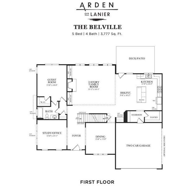 2D floor plan layout of this home in Arden on Lanier, Cumming, GA (Image 6).