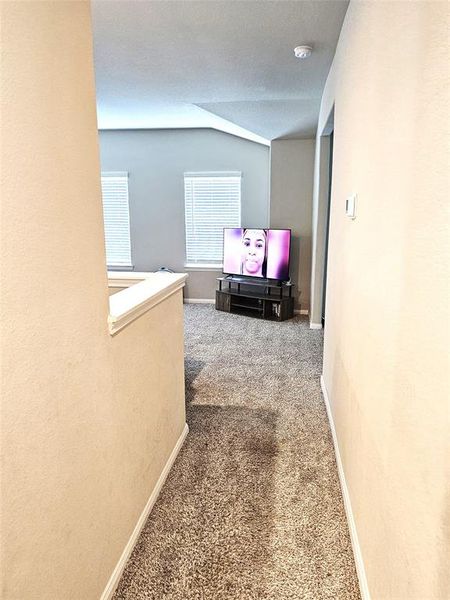 Looking from hall into the Upstairs entertainment room