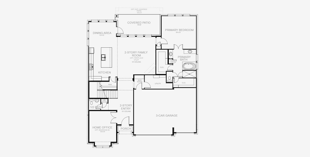 2D floor plan layout for the 3550W by Perry Homes in Lakes of Cane Island, Katy, TX (Image 3).