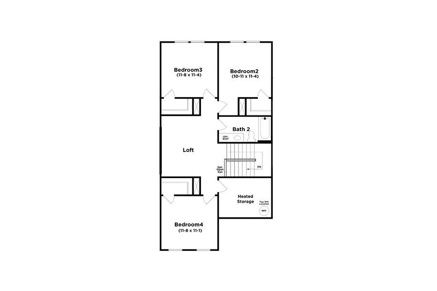 2D floor plan layout for the Lawson by DRB Homes in Pelham Crossing, Greenville, SC (Image 4).