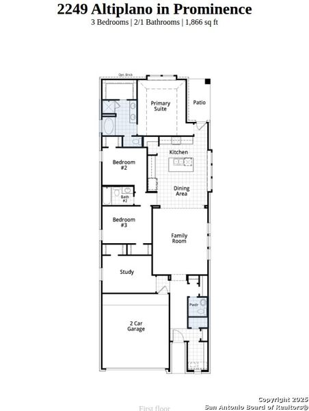 2D floor plan layout of this home in Prominence, San Antonio, TX (Image 4).
