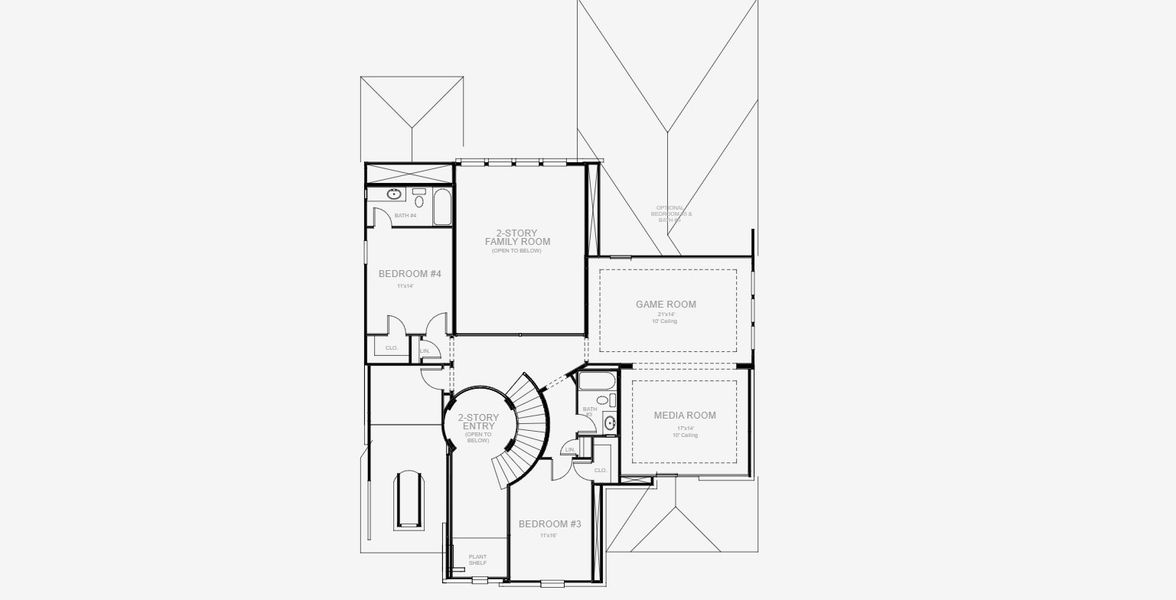 2D floor plan layout for the 3650W by Perry Homes in The Highlands 60', Porter, TX (Image 3).