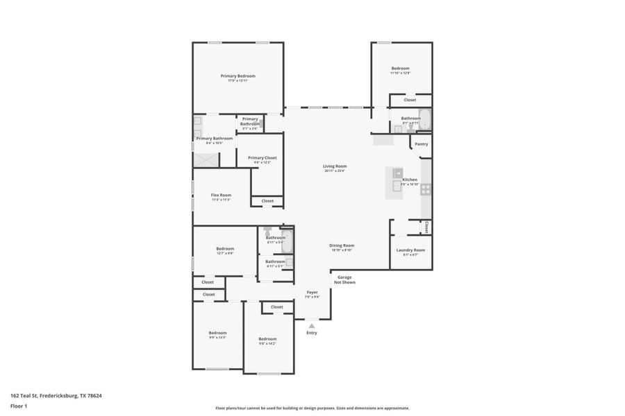 2D floor plan layout of this home in Sonoma Oaks, Fredericksburg, TX (Image 5).