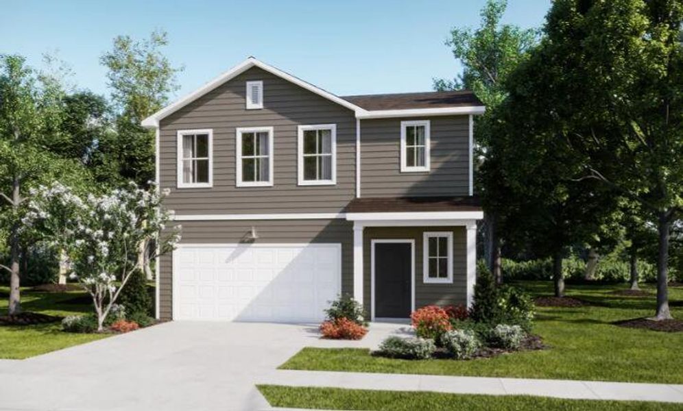 Front exterior of a new home in Lindera Preserve at Cane Bay Plantation: Sabal Collection, Summerville, SC, highlighting curb appeal (Image 1).