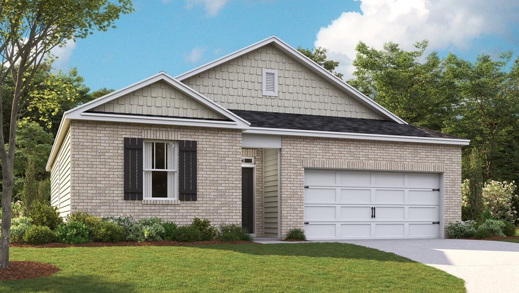 Representative exterior photo of a completed home built from the KERRY by D.R. Horton in Riggs Pointe, Millington, TN (Image 1).