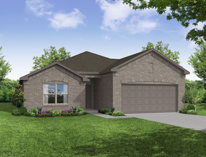 Representative exterior photo of a completed home built from the Lincoln by Impression Homes in De Berry Reserve, Royse City, TX (Image 1). Representative exterior photo of a completed home built from the Lincoln by Impression Homes in De Berry Reserve, Royse City, TX (Image 1).