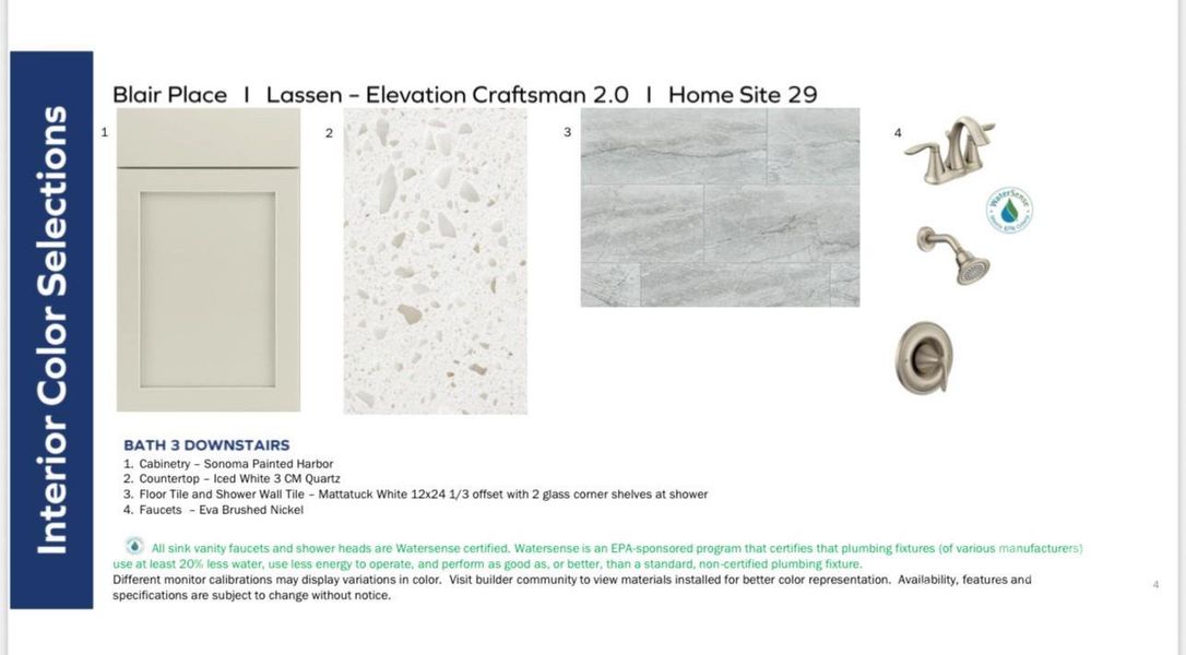 Actual Selections.  Selections are already ordered for this home and may not be changed or modified in any way.