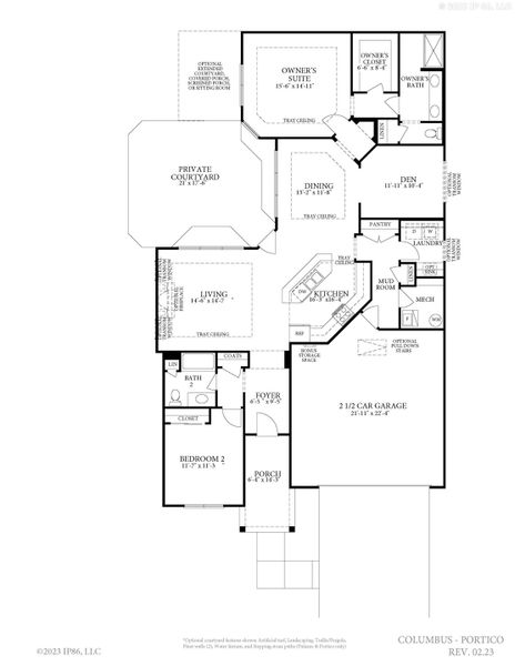 2D floor plan layout for the Portico by Epcon Communities in The Grove at Haven Hill, Lenoir City, TN (Image 4). 2D floor plan layout for the Portico by Epcon Communities in The Grove at Haven Hill, Lenoir City, TN (Image 4).