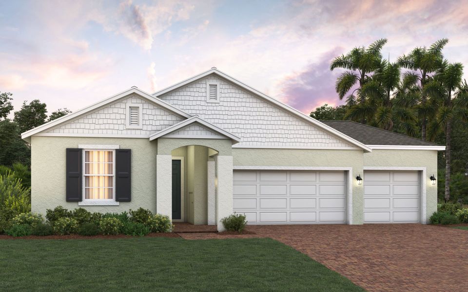 Hayden 3-Car Garage Elevation 3