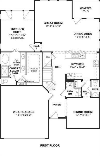 The Sawyer II floor plan by K. Hovnanian Homes. 1st Floor Shown. *Prices, plans, dimensions, features, specifications, materials, and availability of homes or communities are subject to change without notice or obligation.