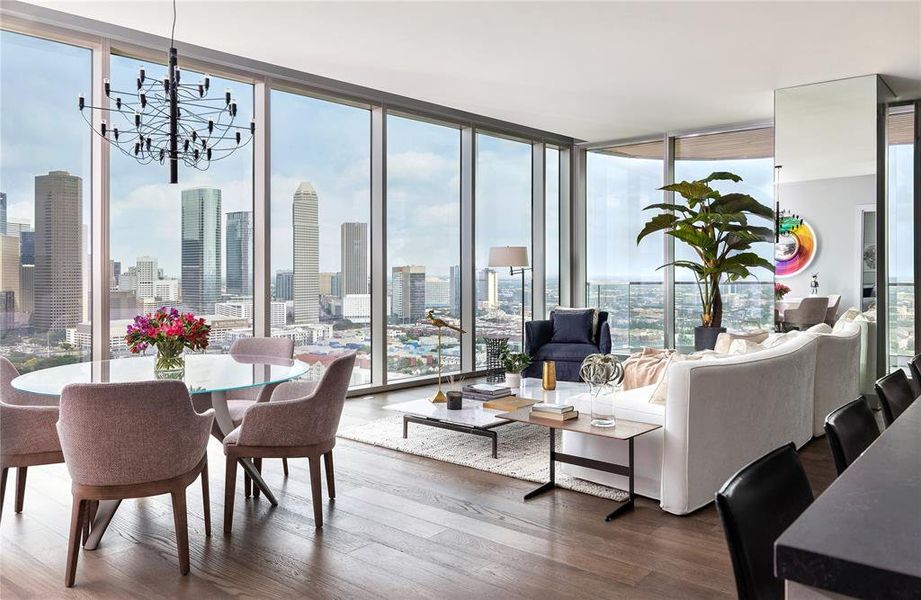 Discover the pinnacle of luxury living in this 2-bedroom. Enjoy sweeping views of  Downtown  Houston with floor-to-ceiling windows, spacious bedrooms and a private balcony, indulge in a sophisticated lifestyle surrounded by breathtaking panoramas of Houston's vibrant cityscape. (Model Photo 2304)