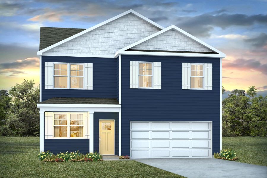 Front exterior of a new home in The Ranch, Holly Hill, SC, highlighting curb appeal (Image 1).