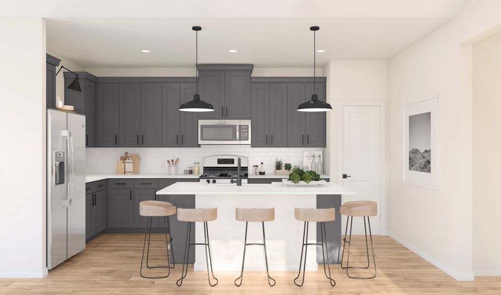 Kitchen featuring stunning grey cabinets