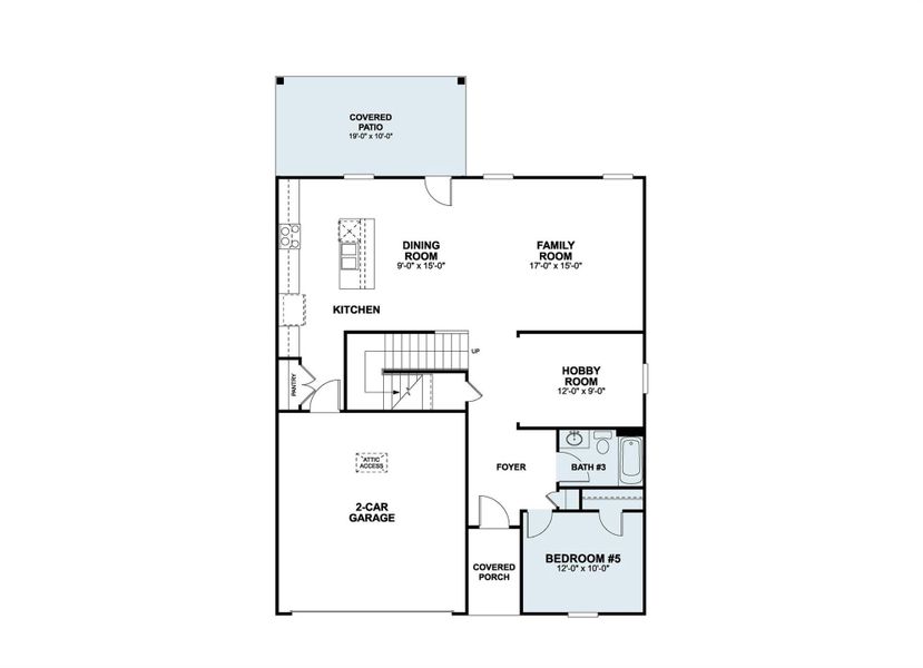 2D floor plan layout of this home in Cascades at Onion Creek, Austin, TX (Image 1). 2D floor plan layout of this home in Cascades at Onion Creek, Austin, TX (Image 1).